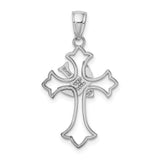 14K White Gold Polished Cross w/ Dove Charm