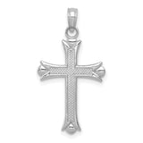 14K White Gold Fleur De Lis Cross Pendant