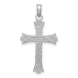 14K White Gold Fleur De Lis Cross Pendant