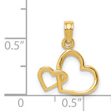 14K Polished Intertwined Double Heart Pendant
