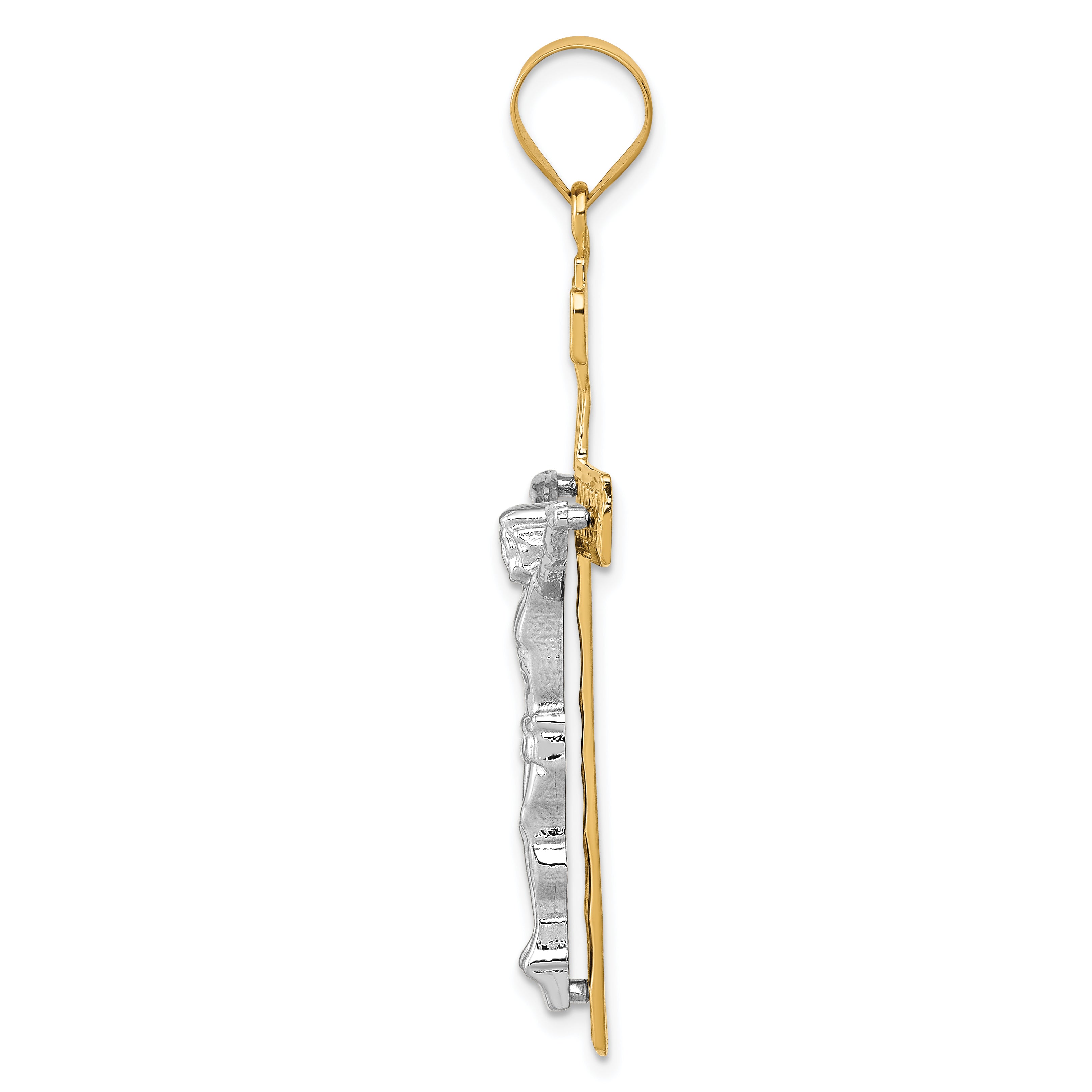 14k Two-tone INRI Crucifix Pendant