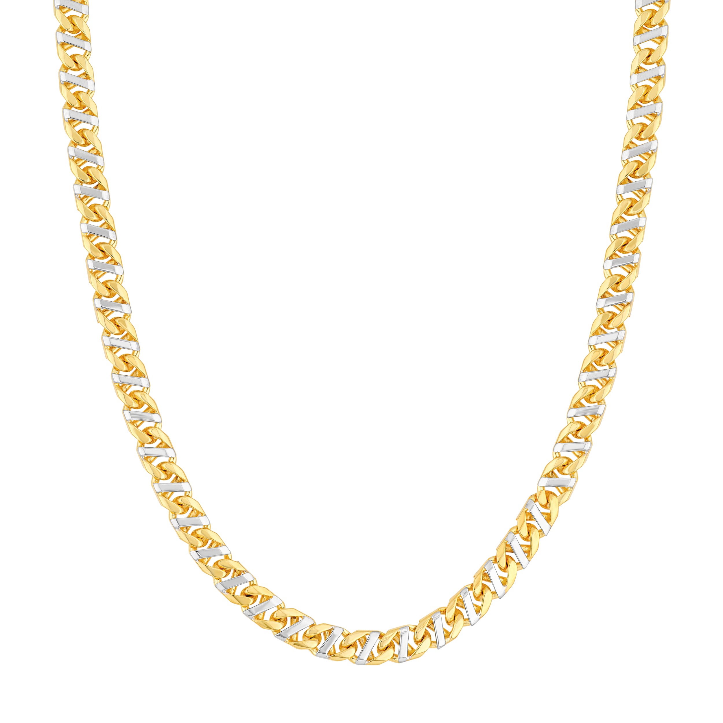 7mm Two-Tone Mens Mariner Chain