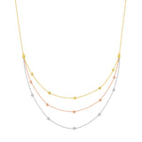 Tri-Color Bib Necklace with Diamond-Cut Beads