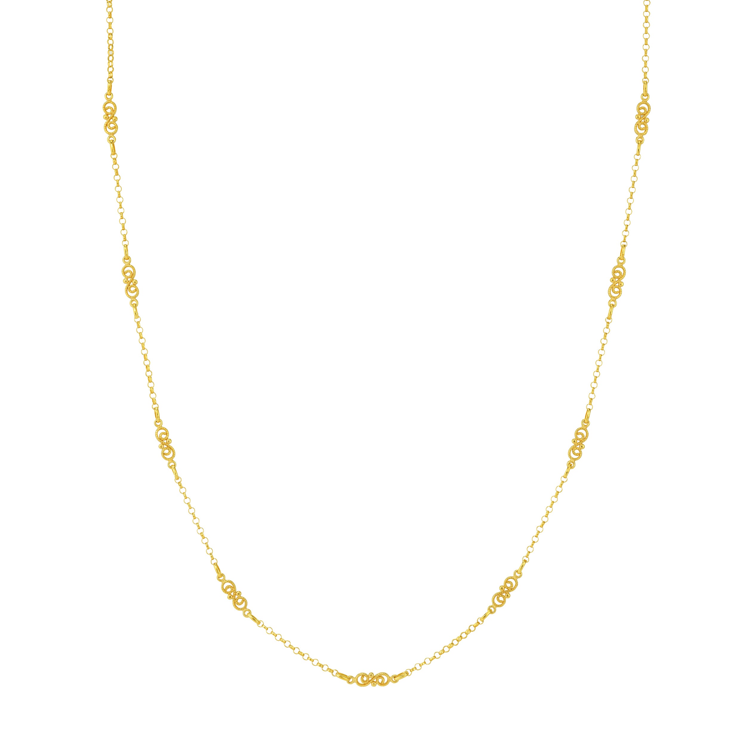 Rolo Chain with Twisted Stations Necklace