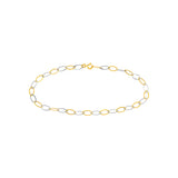 Two-Tone Oval Stamping Link Chain Anklet