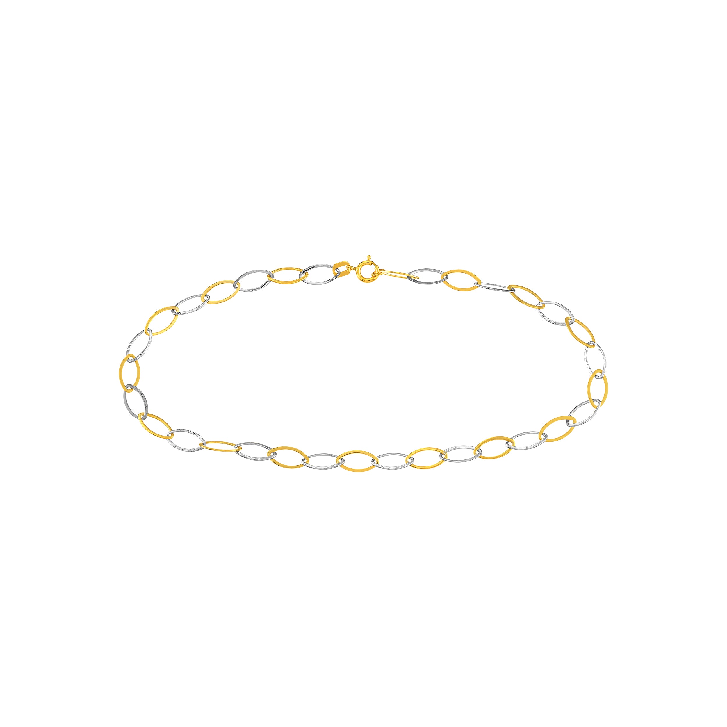 Two-Tone Oval Stamping Link Chain Anklet