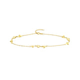 Polished and Fluted Hearts Adjustable Anklet