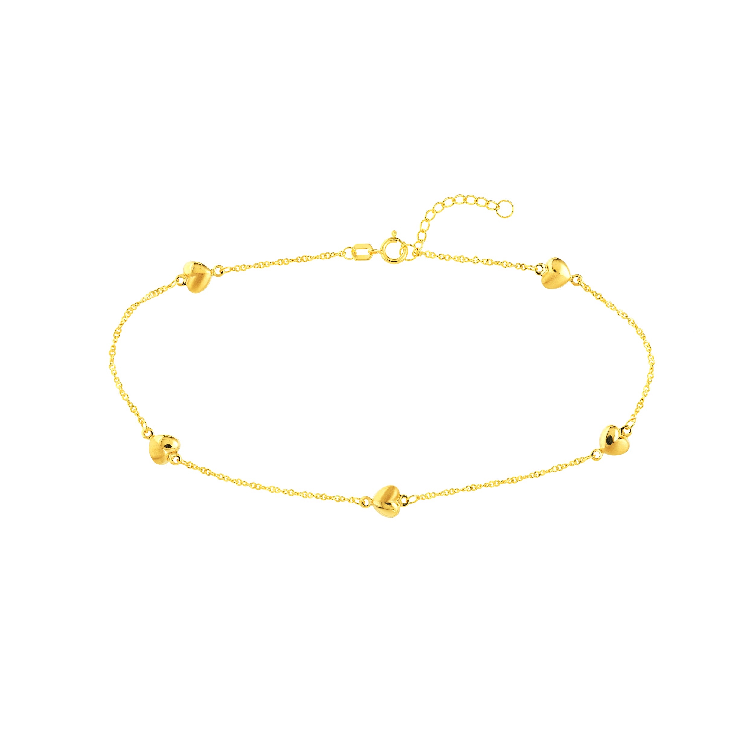 Puff Hearts on Piatto Chain Adjustable Anklet