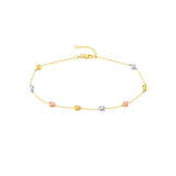 Tri-Color Satin and Polished Bead Adjustable Anklet