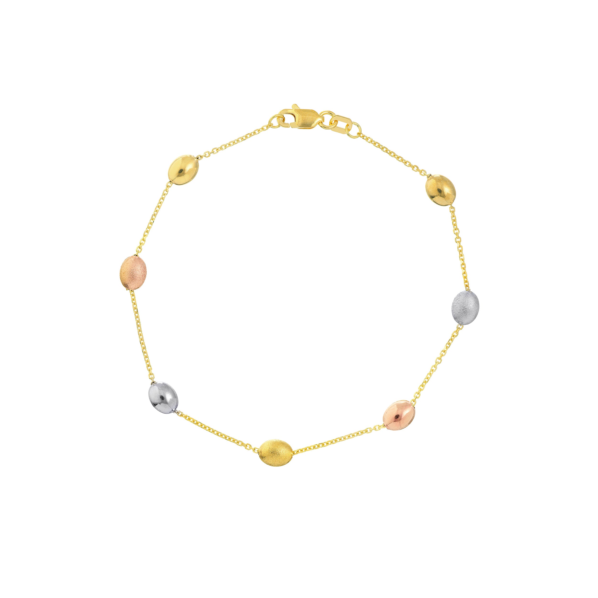 Tri-Color Puffy Bean Station Bracelet