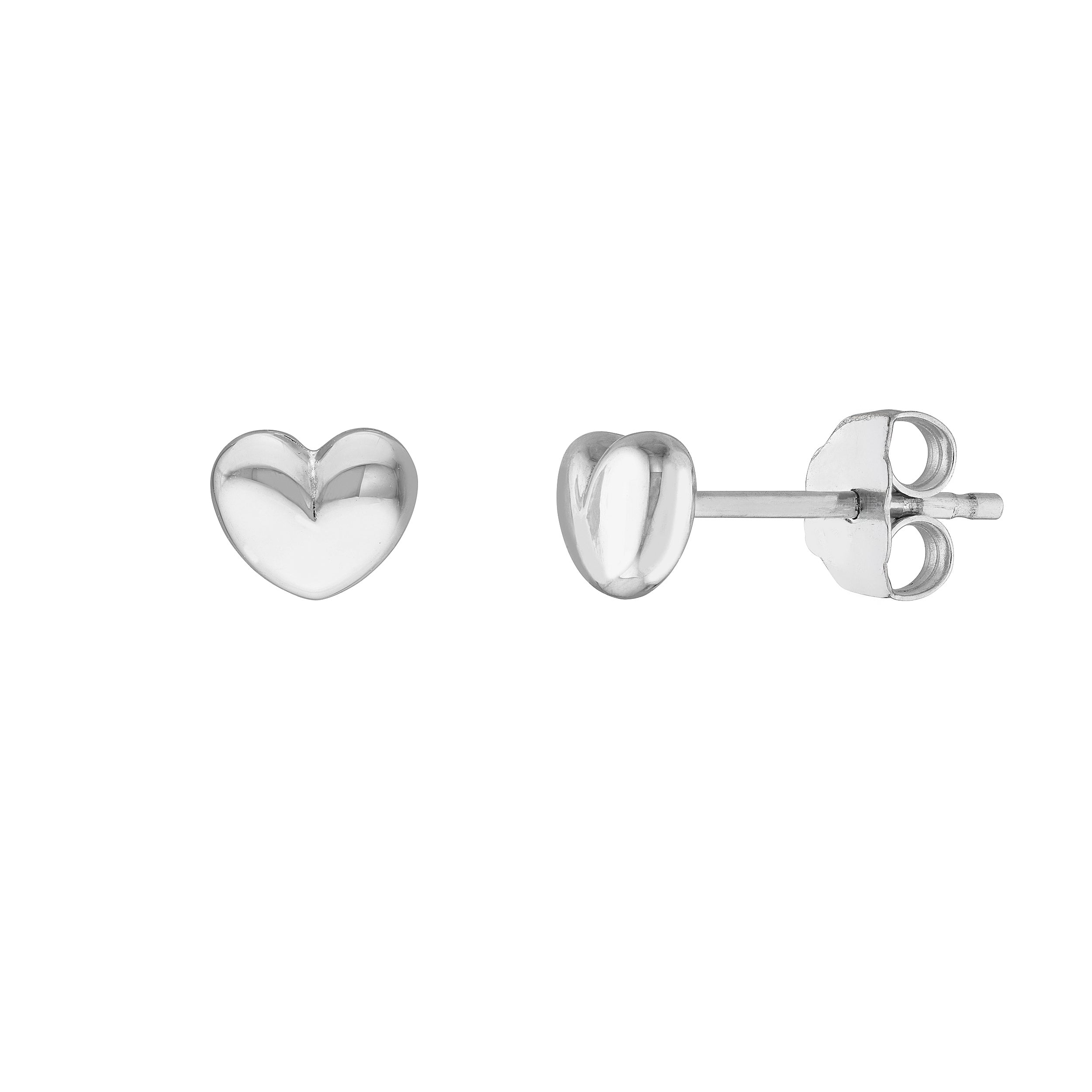 Puffy Heart Stud Earrings on Post Back