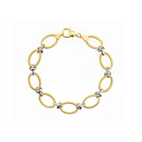 Two-Tone Textured Open Oval Link Bracelet