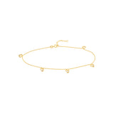 Open CZ Heart Dangle Adjustable Anklet