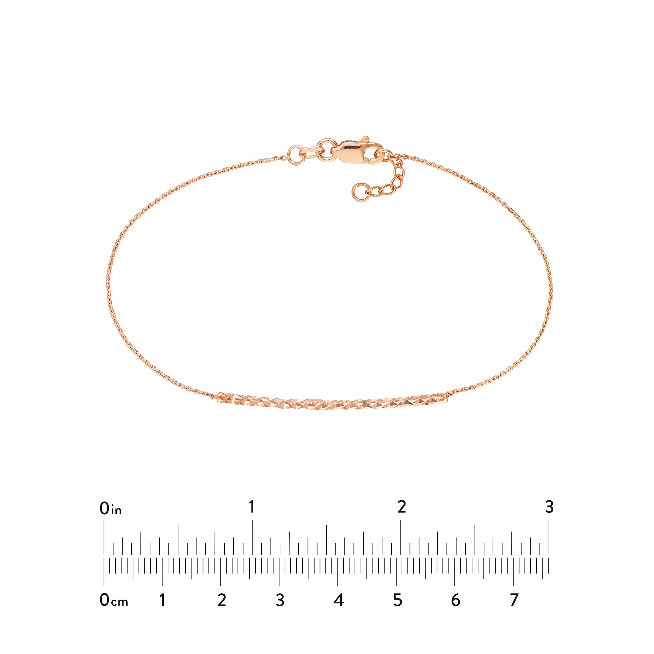Diamond-Cut Curved Bar on Chain Bracelet