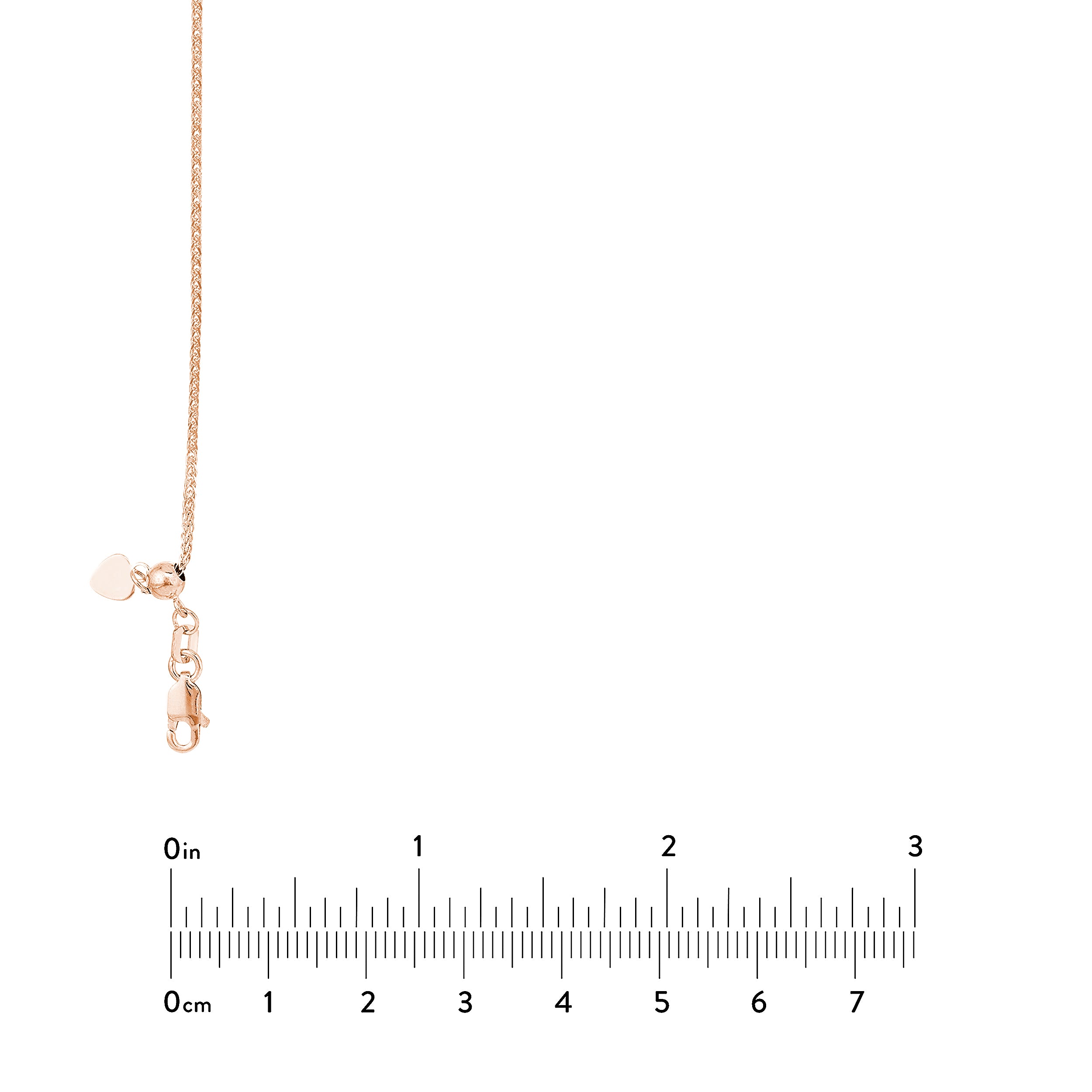 1.25mm Square Wheat Chain with Slider Bead