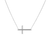 Sterling Silver Sideways Cross Necklace