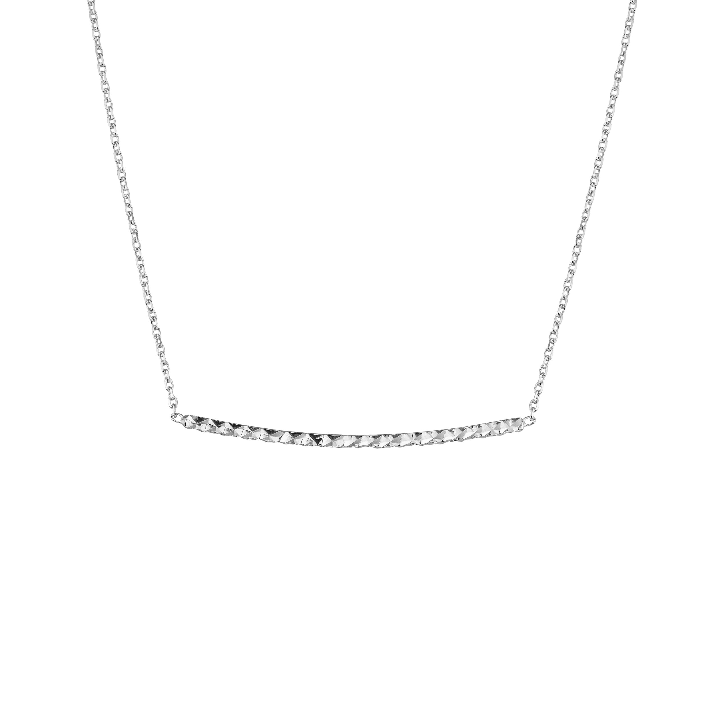 Sterling Silver Curved Diamond-Cut Bar Adjustable Necklace