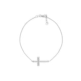 Sterling Silver Small Sideways Cross Bracelet