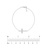 Sterling Silver Small Sideways Cross Bracelet