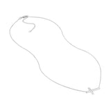 Sterling Silver E2W Small Sideways Cross Necklace