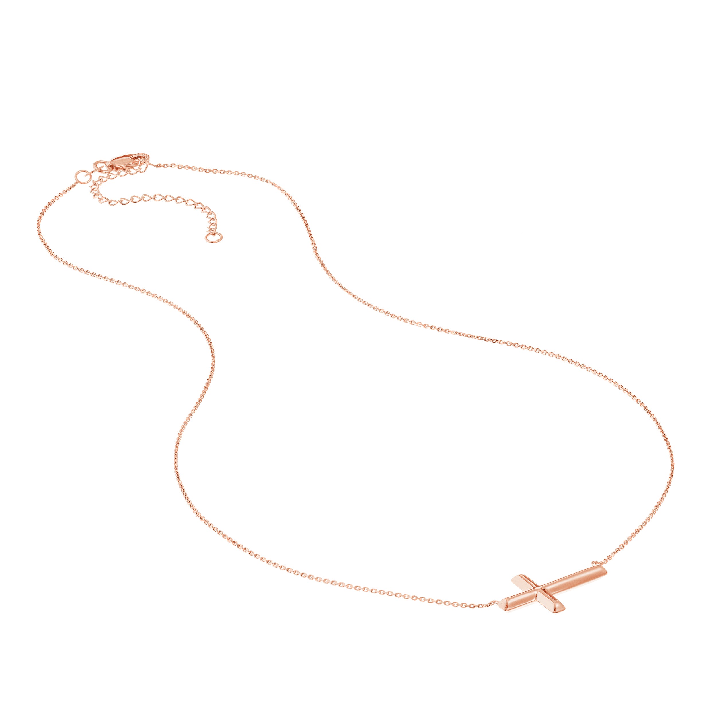 E2W Small Sideways Cross Adjustable Necklace