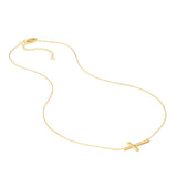 E2W Small Sideways Cross Adjustable Necklace
