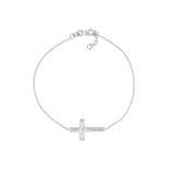 Sideways Cross on Chain Adj. Bracelet