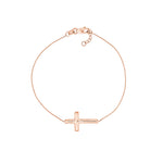 Sideways Cross on Chain Adj. Bracelet