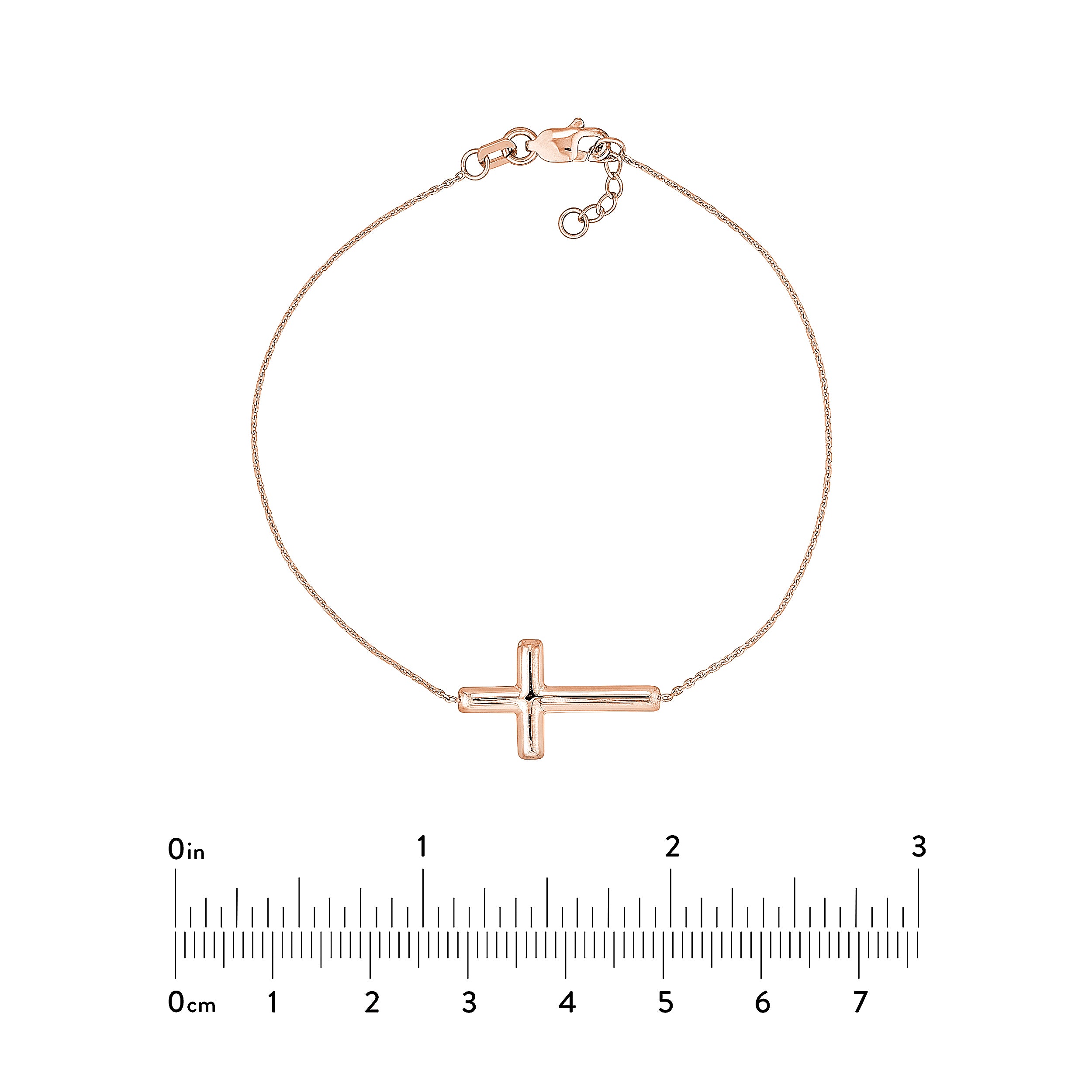 Sideways Cross on Chain Adj. Bracelet