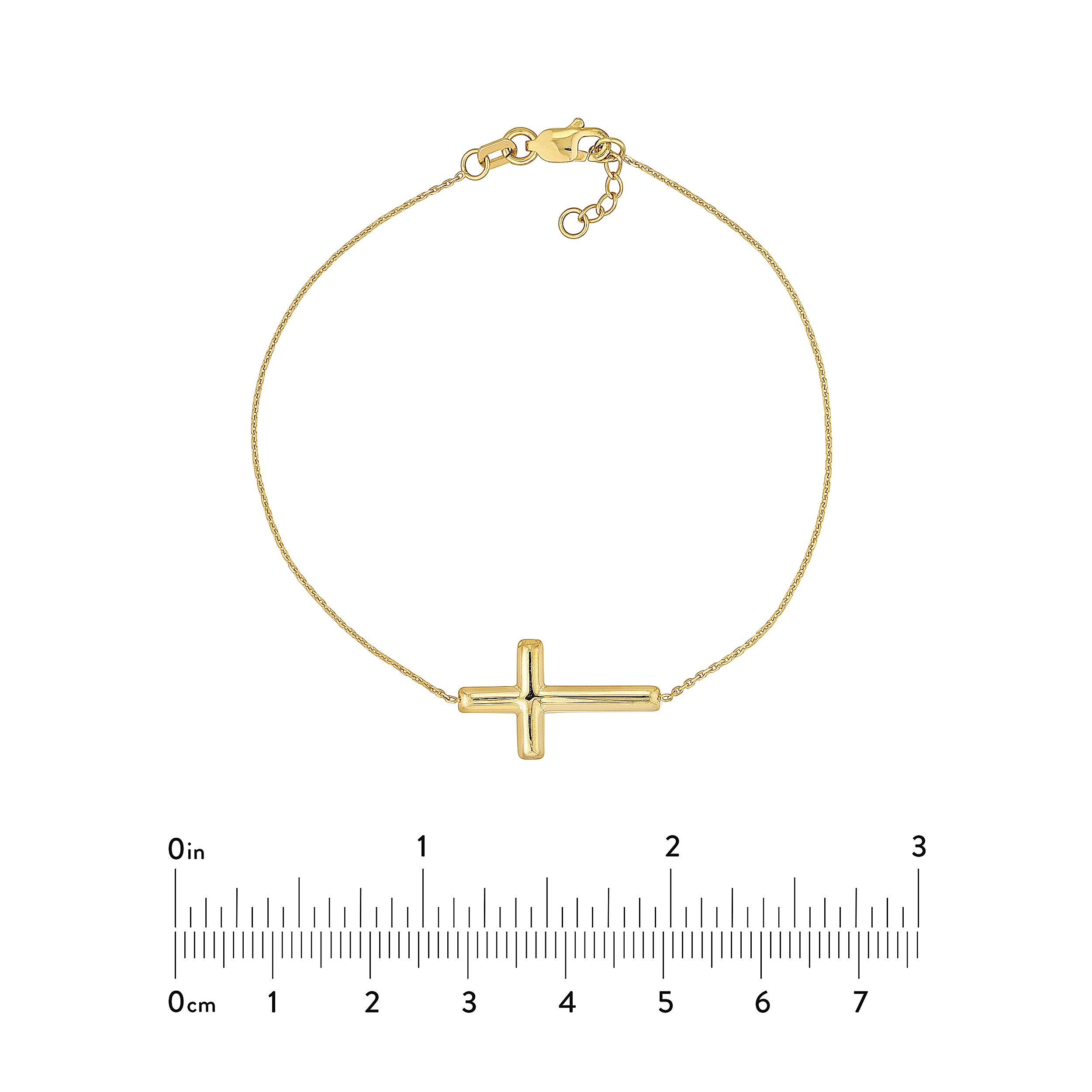 Sideways Cross on Chain Adj. Bracelet