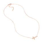 Diamond-Cut Sideways Cross Adj. Necklace