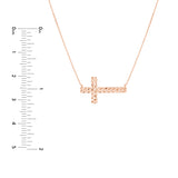 Diamond-Cut Sideways Cross Adj. Necklace