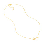 Diamond-Cut Sideways Cross Adj. Necklace