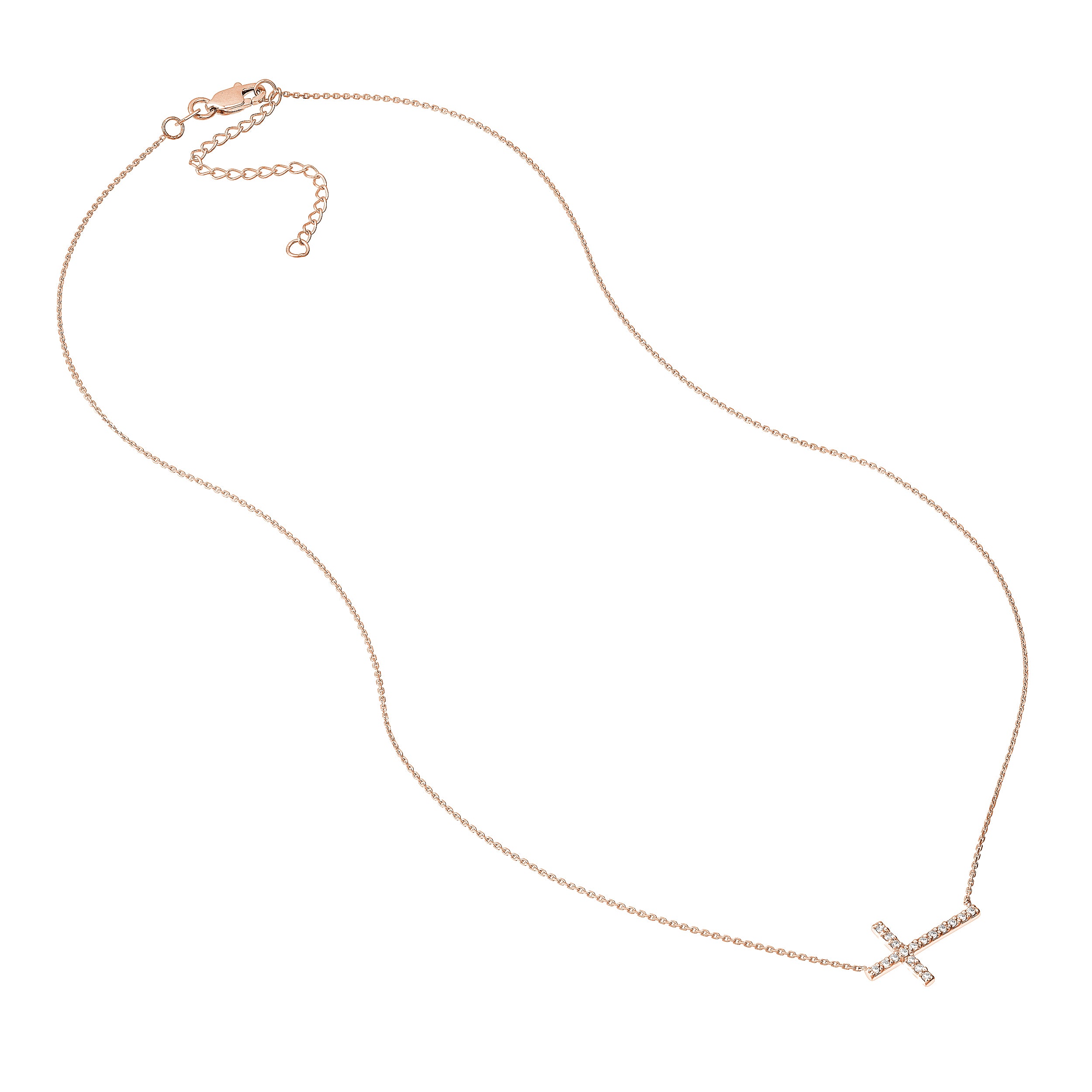 Sideways Cross Necklace with 1/5tcw Diamond