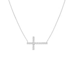 Sideways Cross Necklace with 1/5tcw Diamond
