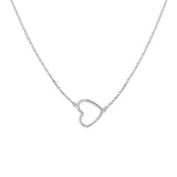 Sterling Silver Sideways Open Heart Necklace