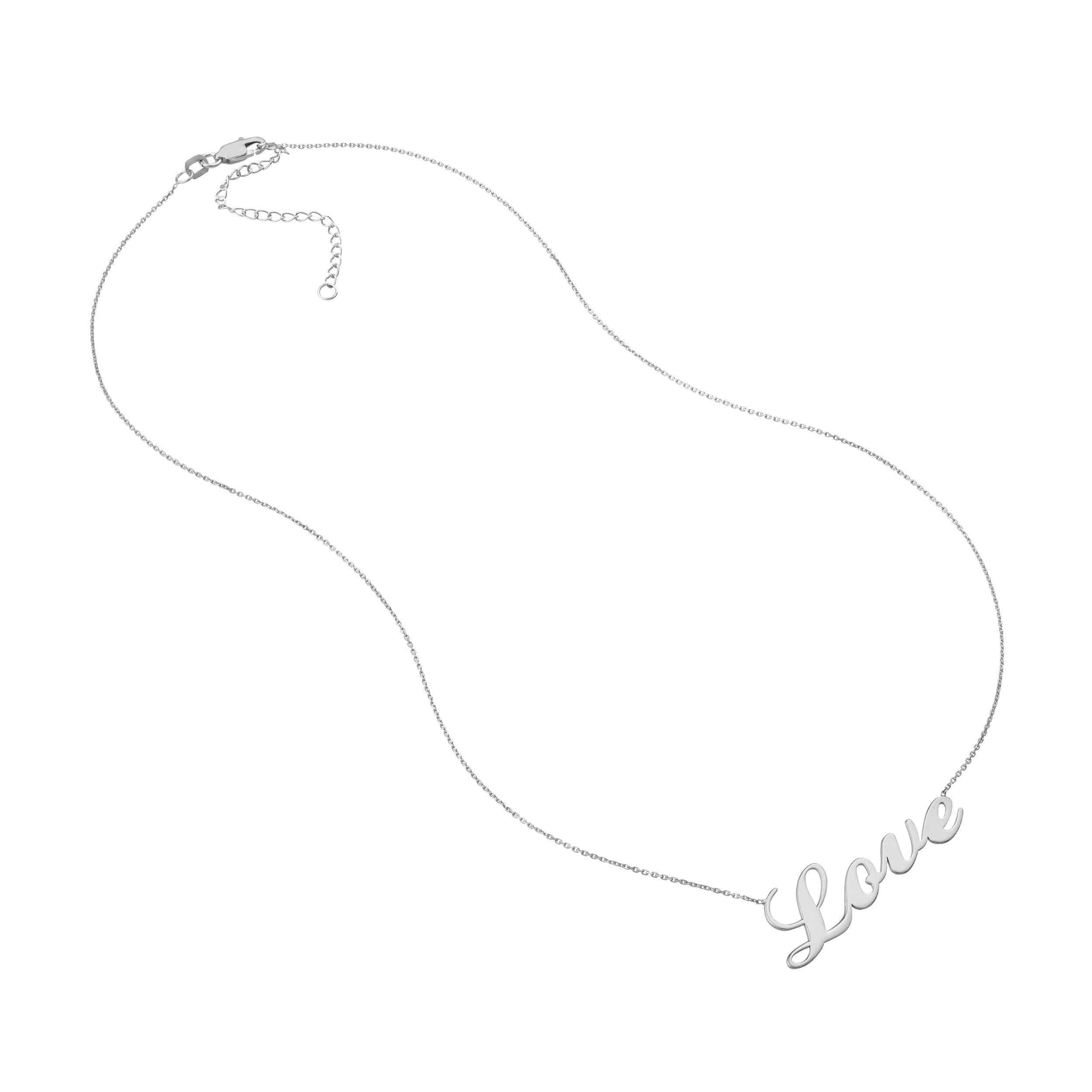 Plated Sterling Silver Script Love Necklace