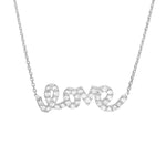 Plated Sterling Silver CZ Script Love Necklace