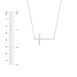 Plated Sterling Silver Long CZ Cross Necklace