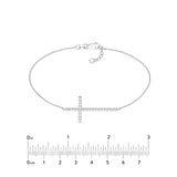 Plated Sterling Silver Long CZ Cross Bracelet