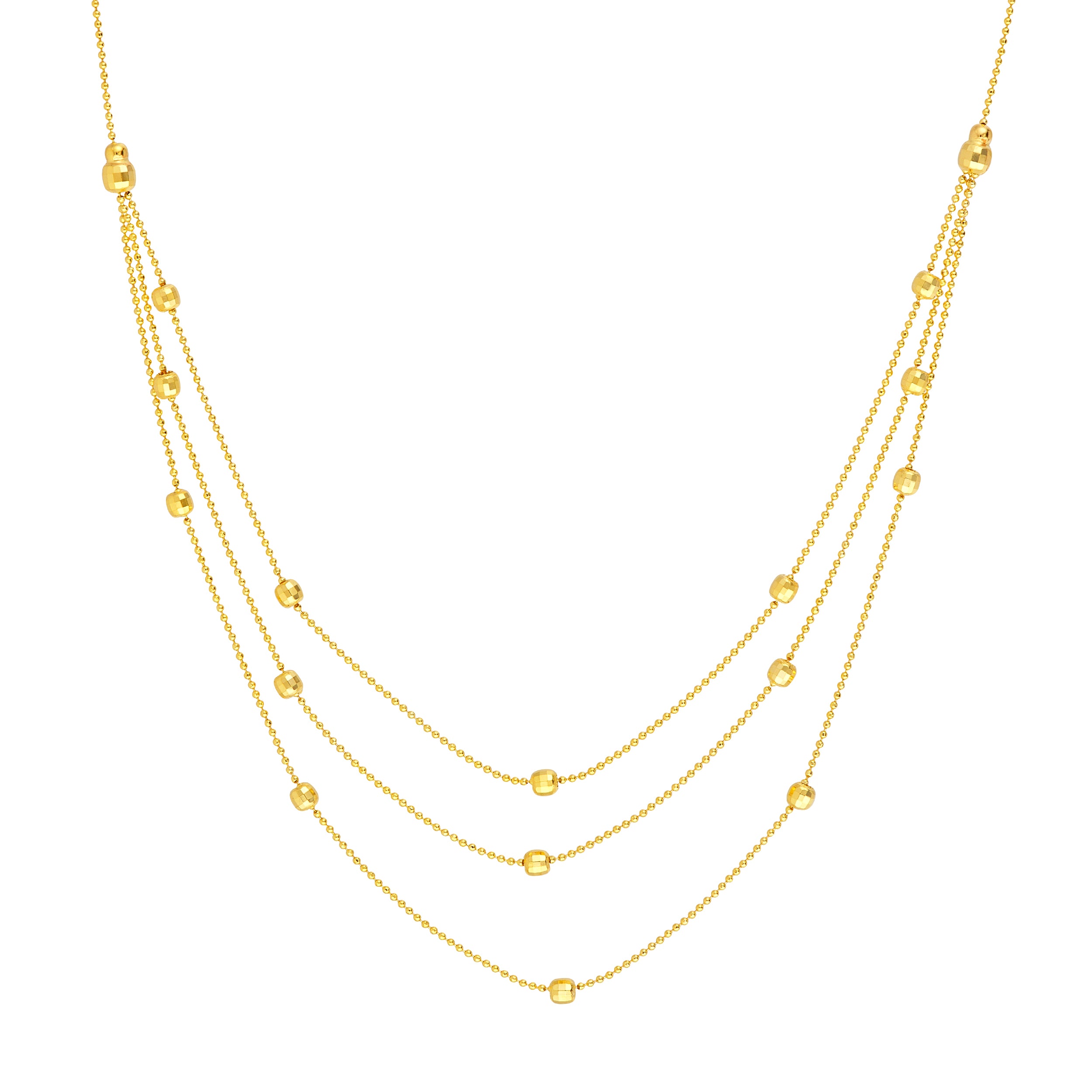 Bib Necklace with Diamond-Cut Beads