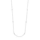 Sterling Silver CZ Bezel Station Long Necklace
