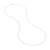 Sterling Silver CZ Bezel Station Long Necklace
