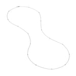 Sterling Silver CZ Bezel Station Long Necklace