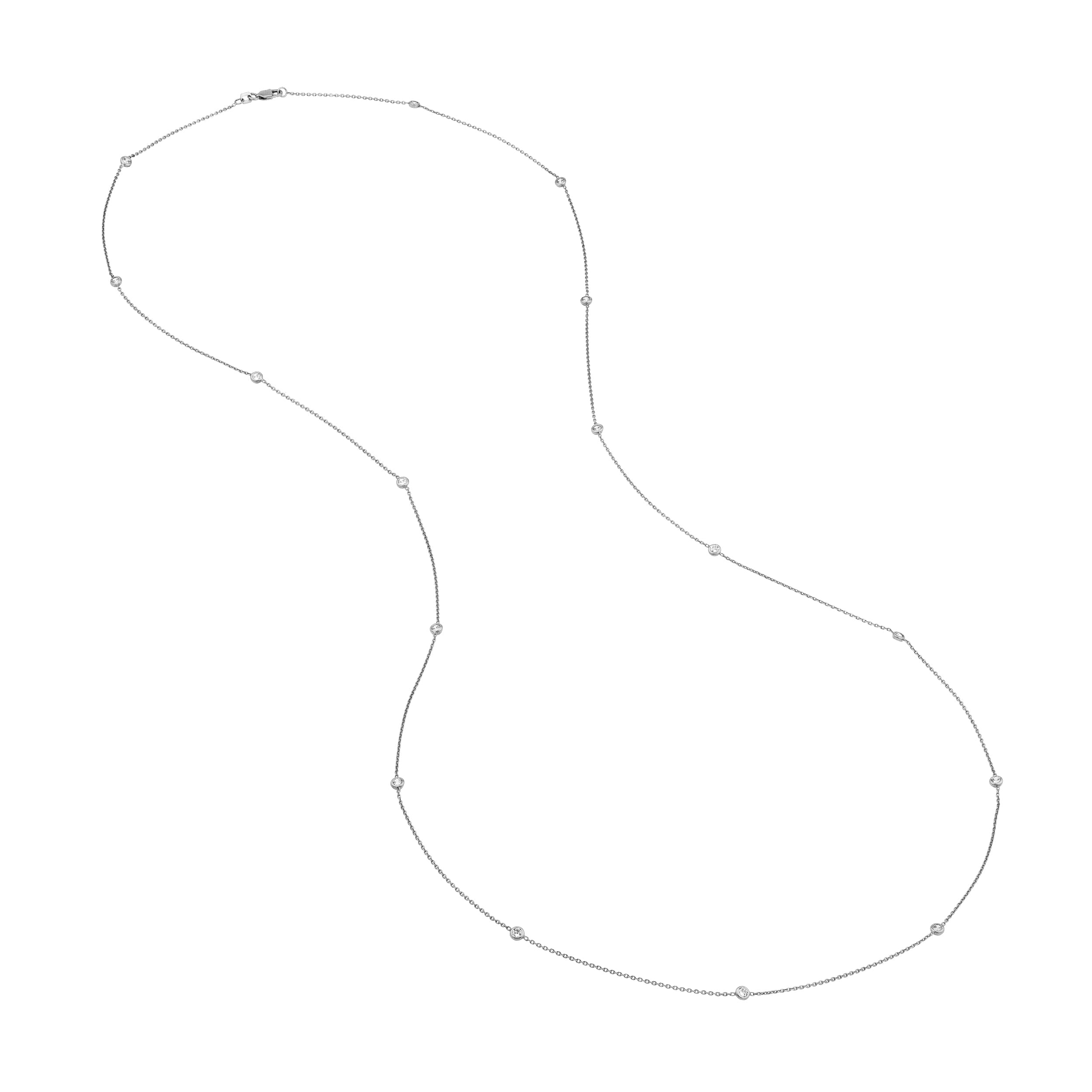 Sterling Silver CZ Bezel Station Long Necklace