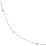 Sterling Silver Mini Bead and CZ Bezel Station Long Necklace