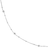 Sterling Silver Mini Bead and CZ Bezel Station Long Necklace