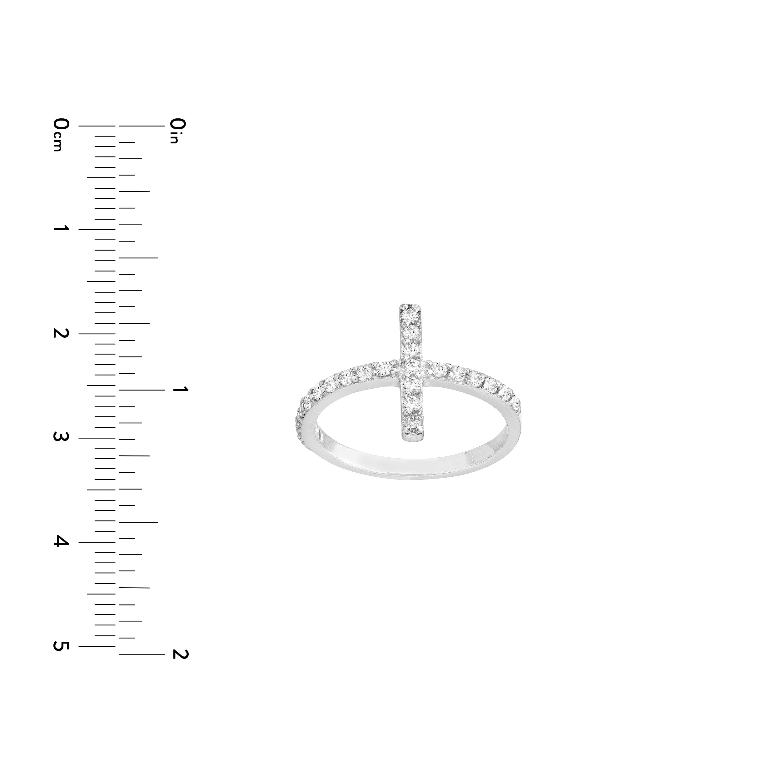 Sideways CZ Cross Ring