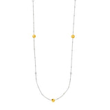 Long And Lovely Yellow/White Bead Station Necklace