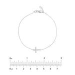 Sideways Mini CZ Cross Adjustable Bracelet